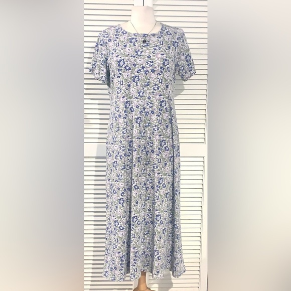 Vintage C. M. I. Blue & Purple Maxi Long T-Shirt Dress - Picture 1 of 4